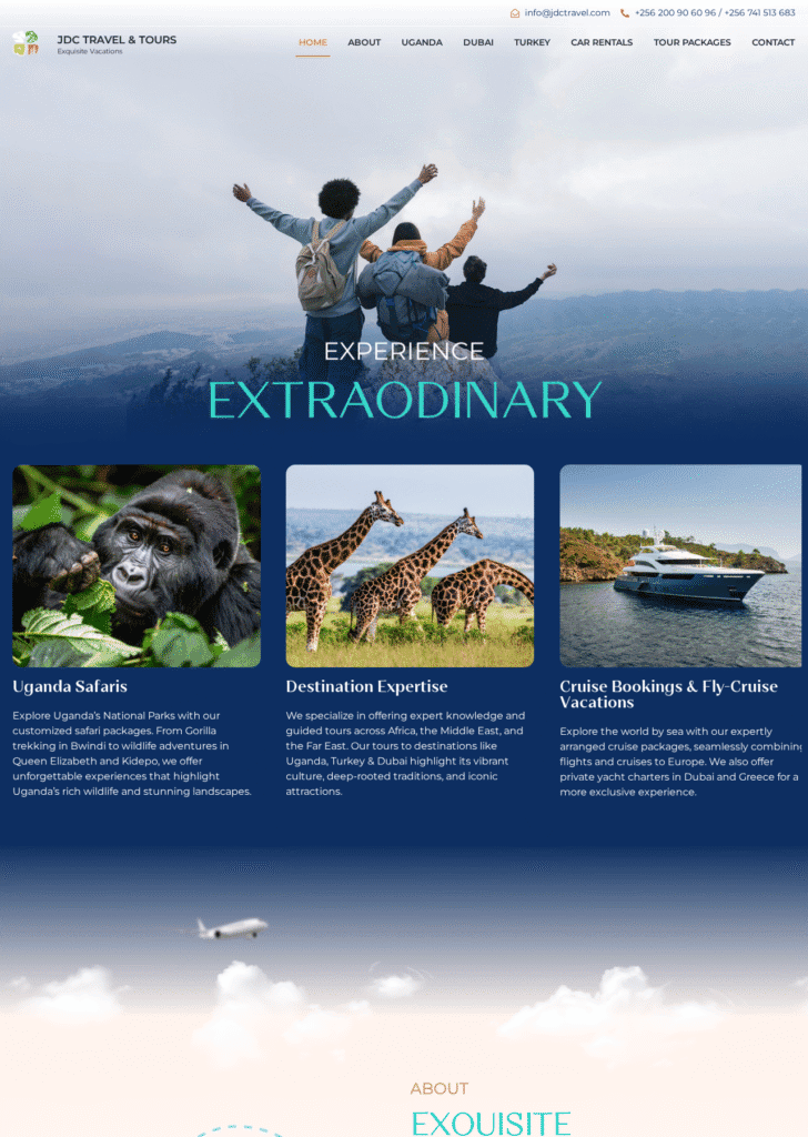 JDC Travel mobile responsive tourism website development showcase